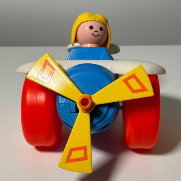 Vintage 80s Fisher Price Pull Along Airplane Pull Toy #171 Made in A - Picture 2 of 7